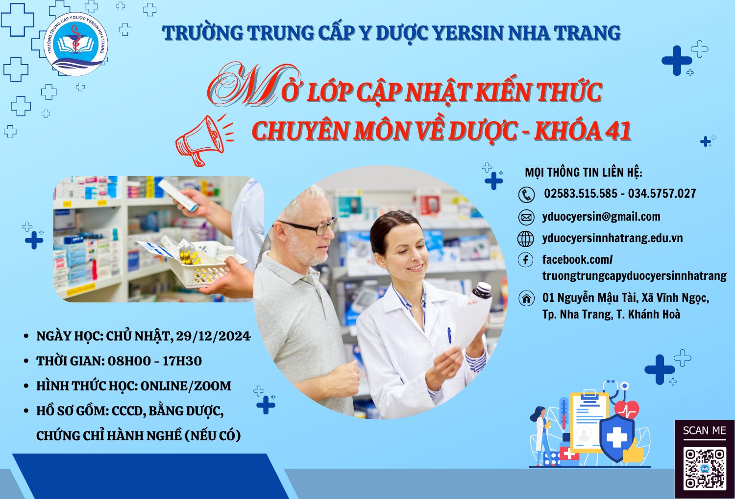 THÔNG BÁO LỚP “ ĐÀO TẠO, CẬP NHẬT KIẾN THỨC CHUYÊN MÔN VỀ DƯỢC” – KHÓA 41