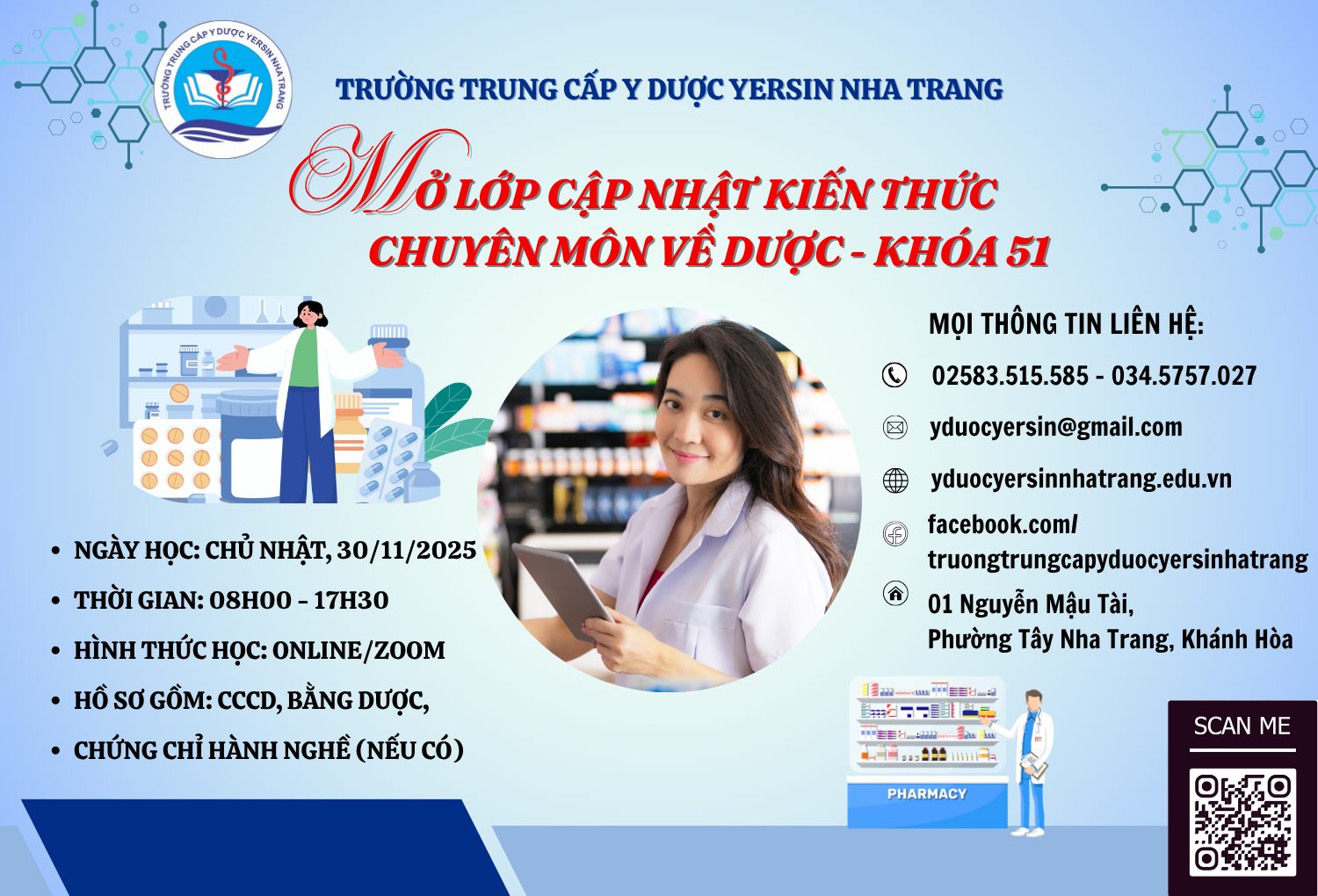 THÔNG BÁO LỚP “ ĐÀO TẠO, CẬP NHẬT KIẾN THỨC CHUYÊN MÔN VỀ DƯỢC” – KHÓA 51