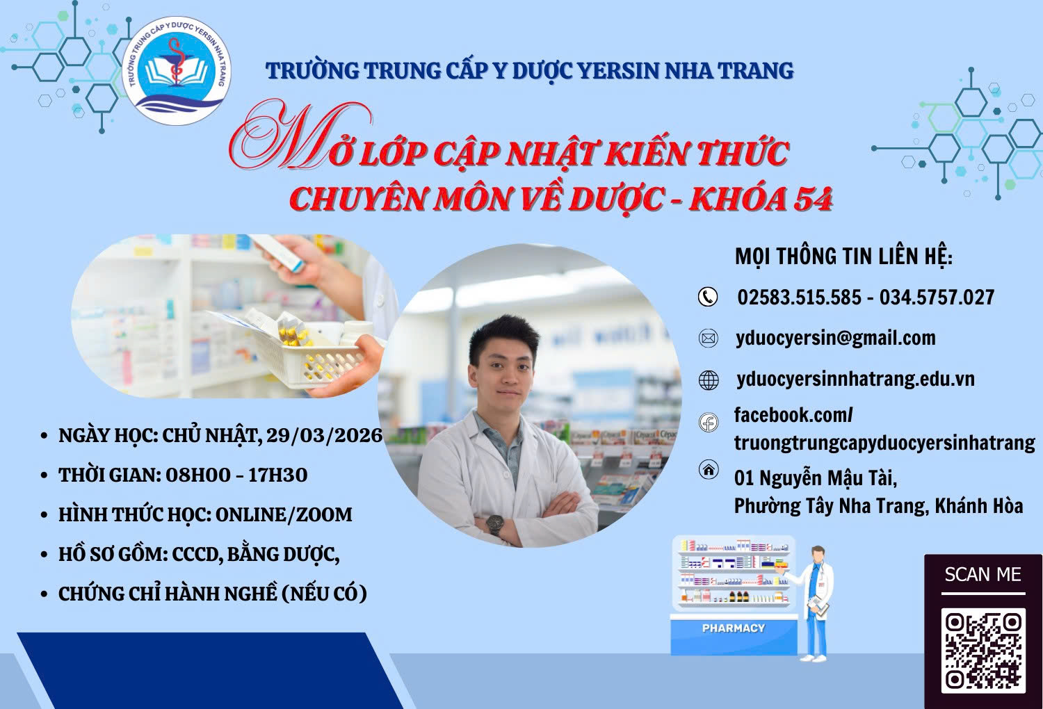 THÔNG BÁO LỚP “ ĐÀO TẠO, CẬP NHẬT KIẾN THỨC CHUYÊN MÔN VỀ DƯỢC” – KHÓA 54