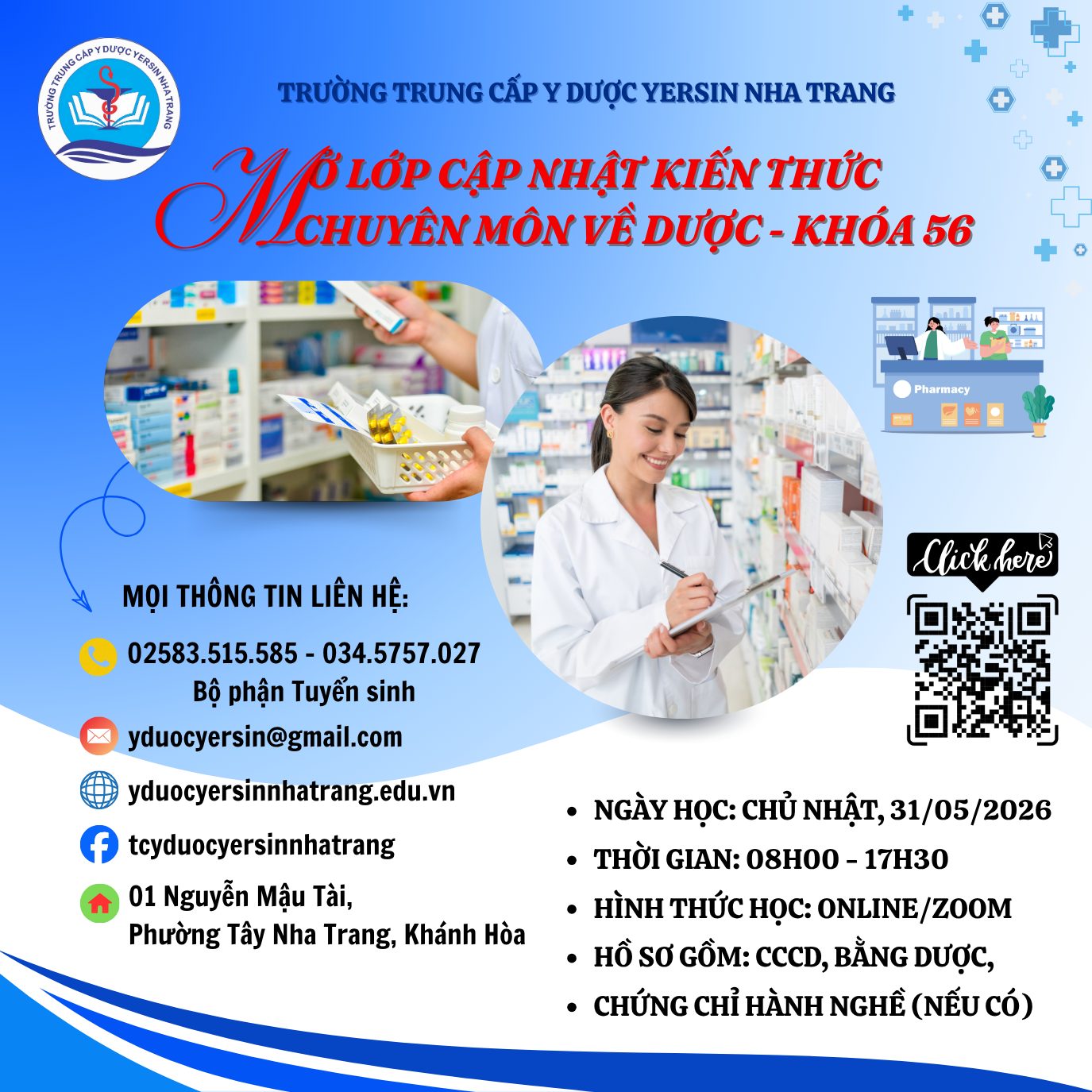 THÔNG BÁO MỞ LỚP CẬP NHẬT KIẾN THỨC CHUYÊN MÔN VỀ DƯỢC KHÓA 56